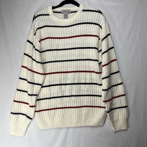 Sun River Clothing Co. Sweaters - Sun River Clothing Co Pull Over Knit Sweater Women’s XL Red Black Ivory Stripes